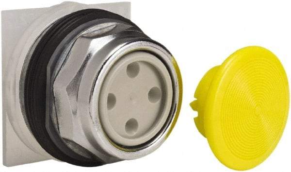 Schneider Electric - 30mm Mount Hole, Extended Straight, Pushbutton Switch Only - Yellow Pushbutton, Momentary (MO) - Benchmark Tooling