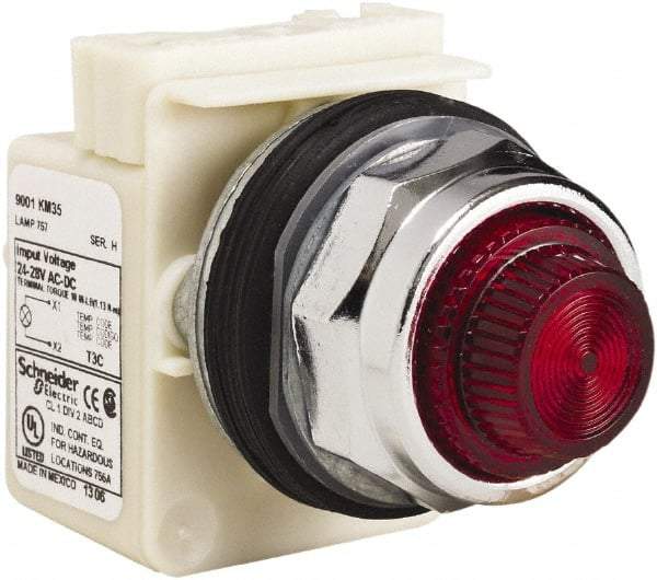 Schneider Electric - 28 V Red Lens Indicating Light - Screw Clamp Connector - Benchmark Tooling