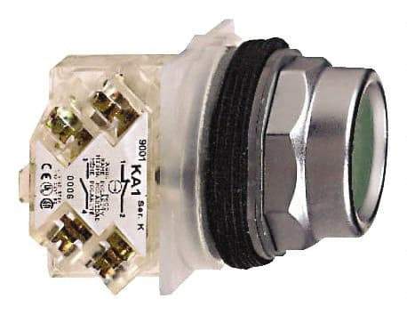 Schneider Electric - 30mm Mount Hole, Recessed, Pushbutton Switch with Contact Block - Octagon, Green Pushbutton, Momentary (MO) - Benchmark Tooling