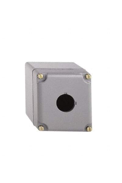 Schneider Electric - 1 Hole, 30mm Hole Diameter, Aluminum Pushbutton Switch Enclosure - 1, 3, 4, 6, 12, 13 NEMA Rated - Benchmark Tooling