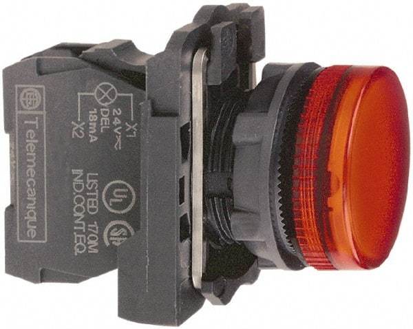 Schneider Electric - 250 V Red Lens LED Pilot Light - Round Lens, Screw Clamp Connector, 30mm Wide, Vibration Resistant, Water Resistant - Benchmark Tooling