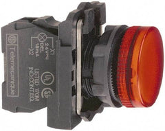 Schneider Electric - 110-120 VAC at 50/60 Hz Red Lens LED Pilot Light - Round Lens, Screw Clamp Connector, 30mm Wide, Vibration Resistant, Water Resistant - Benchmark Tooling