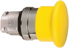 Schneider Electric - 22mm Mount Hole, Extended Mushroom Head, Pushbutton Switch Only - Round, Yellow Pushbutton, Nonilluminated, Momentary (MO) - Benchmark Tooling