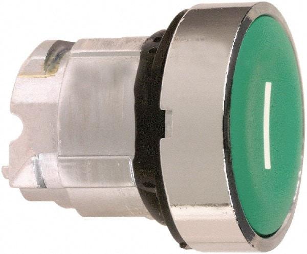 Schneider Electric - 22mm Mount Hole, Flush, Pushbutton Switch Only - Round, Green Pushbutton, Nonilluminated, Momentary (MO) - Benchmark Tooling