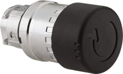 Schneider Electric - 22mm Mount Hole, Extended Mushroom Head, Pushbutton Switch Only - Round, Black Pushbutton, Nonilluminated, Maintained (MA) - Benchmark Tooling