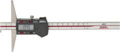 SPI - 0mm to 150mm ABS Plastic (Case) Electronic Depth Gage - 0.02mm Accuracy, 0.01mm Resolution, 4" Base Length, With Single Hook - Benchmark Tooling