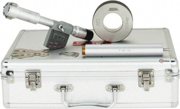 SPI - 1.2" to 1.6", IP65, Carbide Face Chrome Plated Finish, Electronic Inside Micrometer - 0.00005" Resolution, 0.00016" Accuracy, 97" Gage Depth - Benchmark Tooling