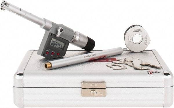 SPI - 0.5" to 0.65", IP65, Carbide Face Chrome Plated Finish, Electronic Inside Micrometer - 0.00005" Resolution, 0.00016" Accuracy, 80" Gage Depth - Benchmark Tooling