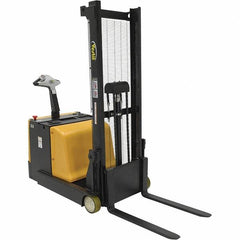 Vestil - 1,100 Lb Capacity, 62" Lift Height, Battery Powered Stacker - 1-3/16" Lowered Height, 30" Fork Length, 32" Overall Width - Benchmark Tooling