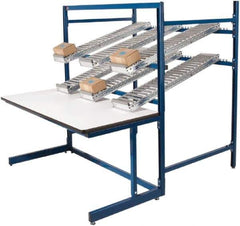 Proline - 60 Wide x 92-1/2" Deep x 36" High, Plastic Laminate Workbench - T-Molded Edge, Adjustable Height Legs, Dark Blue - Benchmark Tooling