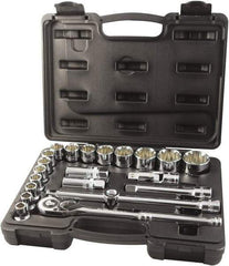 Paramount - 22 Piece 1/2" Drive Chrome Finish Socket Set - 12 Points, 10mm to 32mm Range, Metric Measurement Standard - Benchmark Tooling