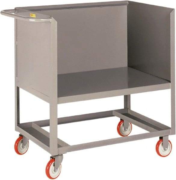 Little Giant - 1,200 Lb Capacity, 3-Sided Steel Raised Platform Box Truck - 37-1/2" Long x 18" Wide x 40" High, 5" Diam Polyurethane Wheels - Benchmark Tooling