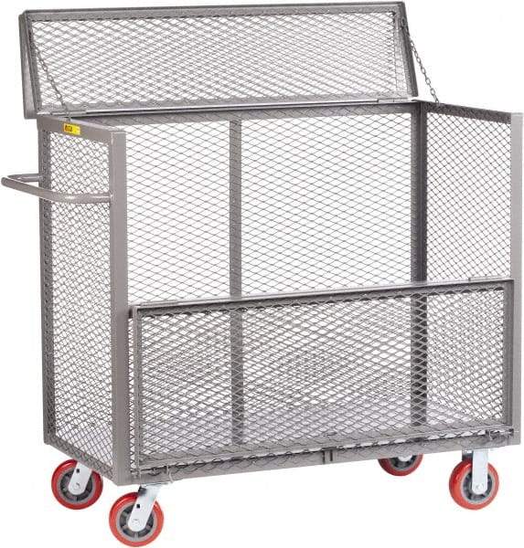 Little Giant - 3,600 Lb Capacity, Steel Security Truck - 53-1/2" Long x 30" Wide x 47" High, 6" Diam Polyurethane Wheels - Benchmark Tooling