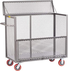 Little Giant - 3,600 Lb Capacity, Steel Security Truck - 65-1/2" Long x 24" Wide x 47" High, 6" Diam Polyurethane Wheels - Benchmark Tooling