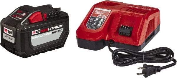 Milwaukee Tool - 18 Volt Lithium-Ion Power Tool Battery - 12 Ahr Capacity, 2 hr Charge Time, Series M18 RED - Benchmark Tooling