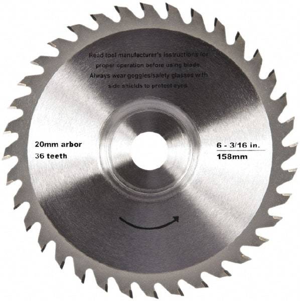 QEP - 6-3/16" Diam, 20mm Arbor Hole Diam, 36 Tooth Wet & Dry Cut Saw Blade - Tungsten Carbide-Tipped, Crosscut Action, Standard Round Arbor - Benchmark Tooling