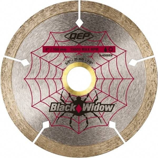 QEP - 4" Diam, 5/8" Arbor Hole Diam, Wet & Dry Cut Saw Blade - Diamond-Tipped, Smooth Action, Standard Round Arbor - Benchmark Tooling