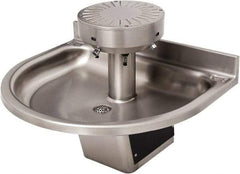 Acorn Engineering - Semi-Circular, Infrared Sensor, Wall Outlet Drain, 38" Diam, 3 Person Capacity, Stainless Steel, Wash Fountain - 0.5 GPM - Benchmark Tooling