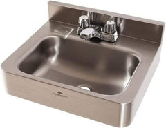 Acorn Engineering - 9-1/2" Long x 14-1/2" Wide Inside, 1 Compartment, Grade 304 Stainless Steel Lavatory Sink-Wall Hung - 16 Gauge, 15" Long x 18" Wide x 7" High Outside, 6" Deep - Benchmark Tooling