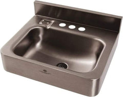 Acorn Engineering - 9-1/2" Long x 14-1/2" Wide Inside, 1 Compartment, Grade 304 Stainless Steel Lavatory Sink-Wall Hung - 16 Gauge, 15" Long x 18" Wide x 7" High Outside, 6" Deep - Benchmark Tooling