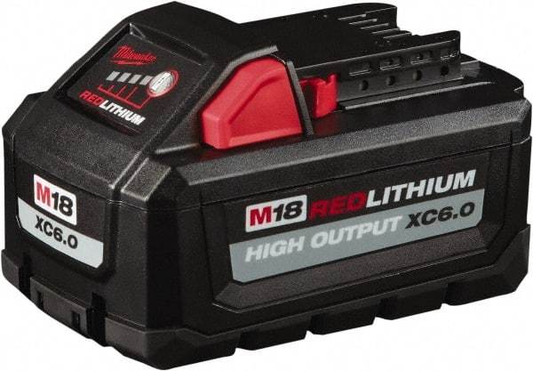 Milwaukee Tool - 18 Volt Lithium-Ion Power Tool Battery - 6 Ahr Capacity, 1 hr Charge Time, Series M18 RED - Benchmark Tooling