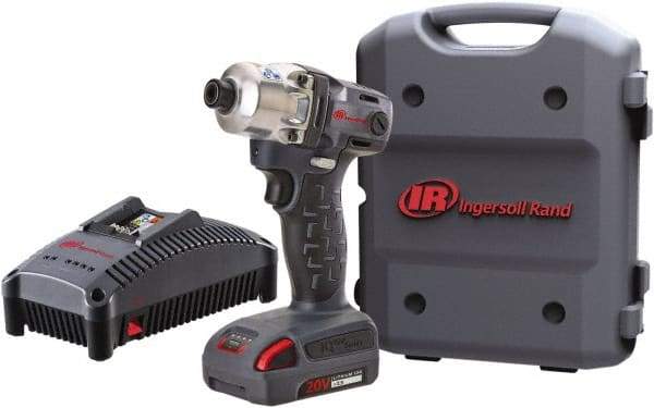 Ingersoll-Rand - 1/4" Drive 20 Volt Pistol Grip Cordless Impact Wrench & Ratchet - 1,900 RPM, 2,800 BPM, 160 Ft/Lb Torque, 1 Lithium-Ion Battery Included - Benchmark Tooling