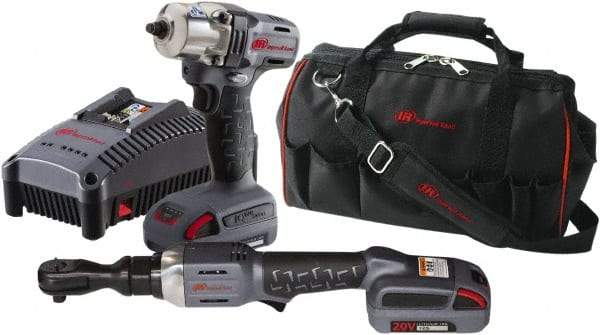 Ingersoll-Rand - 20 Volt Cordless Tool Combination Kit - Includes 3/8" Ratchet & 3/8" Square Drive Impact Wrench, Lithium-Ion Battery Included - Benchmark Tooling