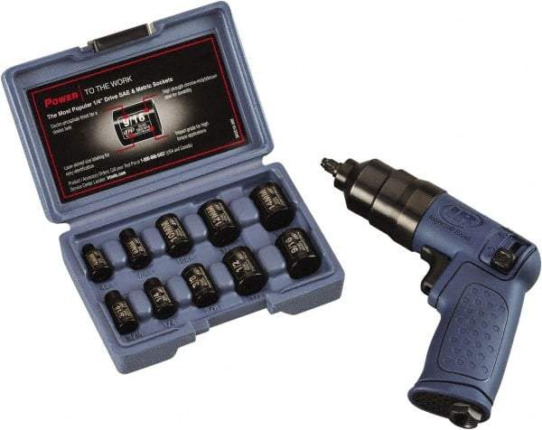 Ingersoll-Rand - 1/4" Drive, 14,500 RPM, 55 Ft/Lb Torque Impact Wrench Set - Pistol Grip Handle, 3,650 IPM, 13 CFM, 90 psi, 1/4" NPTF Inlet - Benchmark Tooling