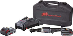 Ingersoll-Rand - 1/2" Drive 20 Volt Angled Cordless Impact Wrench & Ratchet - 225 RPM, 54 Ft/Lb Torque, 2 Lithium-Ion Batteries Included - Benchmark Tooling