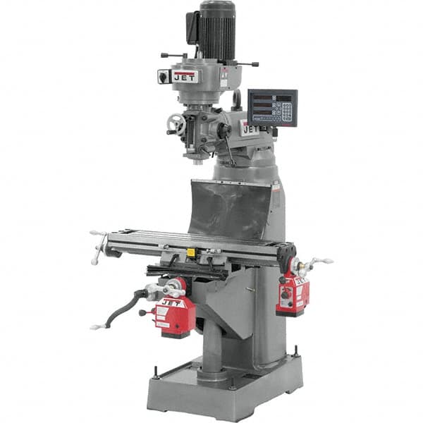 Jet - 7-7/8" Table Width x 35-3/4" Table Length, Variable Speed Pulley Control, 1 Phase Knee Milling Machine - R8 Spindle Taper, 1-1/2 hp - Benchmark Tooling