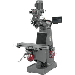 Jet - 9" Table Width x 42" Table Length, Variable Speed Pulley Control, 1 Phase Knee Milling Machine - R8 Spindle Taper, 2 hp - Benchmark Tooling