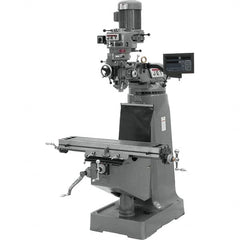 Jet - 9" Table Width x 42" Table Length, Variable Speed Pulley Control, 1 Phase Knee Milling Machine - R8 Spindle Taper, 2 hp - Benchmark Tooling