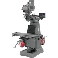 Jet - 9" Table Width x 49" Table Length, Variable Speed Pulley Control, 3 Phase Knee Milling Machine - R8 Spindle Taper, 3 hp - Benchmark Tooling