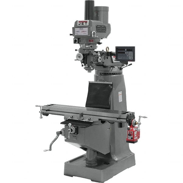 Jet - 9" Table Width x 49" Table Length, Variable Speed Pulley Control, 3 Phase Knee Milling Machine - R8 Spindle Taper, 3 hp - Benchmark Tooling