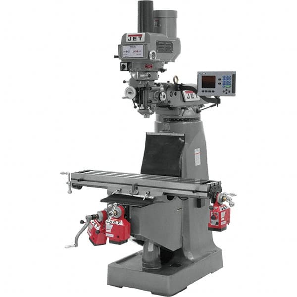 Jet - 9" Table Width x 49" Table Length, Variable Speed Pulley Control, 3 Phase Knee Milling Machine - R8 Spindle Taper, 3 hp - Benchmark Tooling