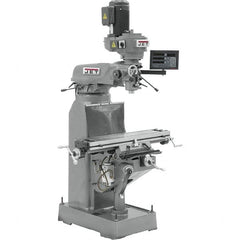 Jet - 7-7/8" Table Width x 35-3/4" Table Length, Variable Speed Pulley Control, 3 Phase Knee Milling Machine - R8 Spindle Taper, 1-1/2 hp - Benchmark Tooling