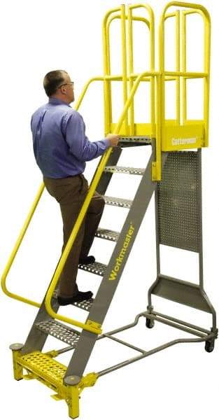 Cotterman - 150" 8 Step Super Duty Ladder - Rolling Safety Ladder, 1,000 Lb Capacity, 44" Base Width x 52" Base Depth, Grip Strut - Benchmark Tooling