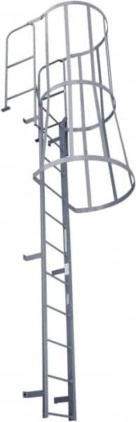 Cotterman - 186" 13 Step Fixed Ladder - Dock Ladder, 300 Lb Capacity, 39" Base Width x 50" Base Depth - Benchmark Tooling