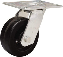 Hamilton - 5" Diam x 2" Wide x 6-1/2" OAH Top Plate Mount Swivel Caster - Phenolic, 900 Lb Capacity, Straight Roller Bearing, 4-1/2 x 6-1/4" Plate - Benchmark Tooling