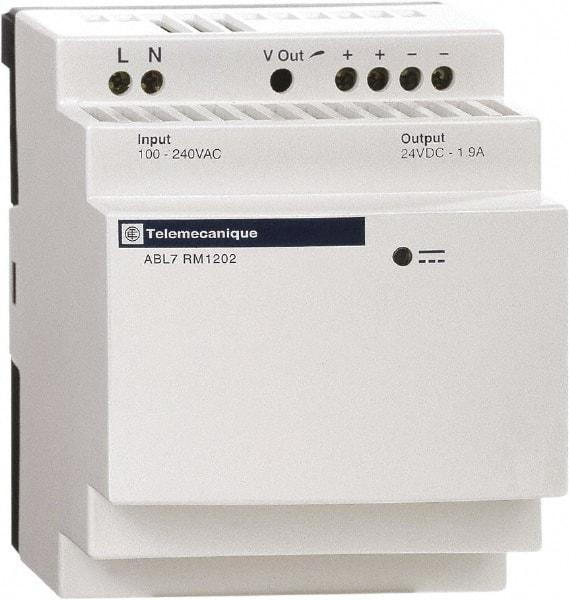 Schneider Electric - 60 Watt, 2.50 Amp, 200 to 240 VAC Input, 24 VDC Output, DIN Rail, Panel Power Supply - Screw Connection, 60mm Wide x 59mm Deep x 100mm High, 84-100% Efficiency, Green LED Output - Benchmark Tooling