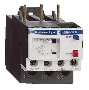 Schneider Electric - 1 to 1.6 Amp, 690 VAC, Thermal IEC Overload Relay - Trip Class 10A, For Use with LC1D09 and LC1D38 - Benchmark Tooling