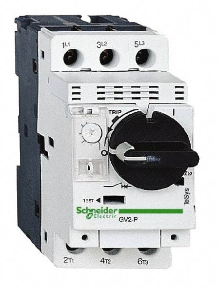 Schneider Electric - 1 Amp, 690 VAC at 50/60 Hz, 3 Pole, Bolt On, Clip Motor Circuit Breaker - Thermal Magnetic Trip, Multiple Breaking Capacity Ratings, 97mm Deep x 89mm High x 45mm Wide - Benchmark Tooling
