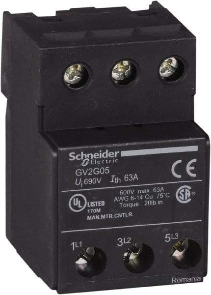 Schneider Electric - 63 Amp Circuit Breaker Terminal Block - Use with Linergy, TeSys D, TeSys GV2, TeSys K, TeSys U - Benchmark Tooling