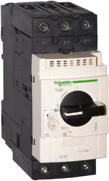 Schneider Electric - 40 Amp, 690 VAC at 50/60 Hz, 3 Pole, Bolt On, Clip Motor Circuit Breaker - Thermal Magnetic Trip, Multiple Breaking Capacity Ratings, 136mm Deep x 132mm High x 55mm Wide - Benchmark Tooling