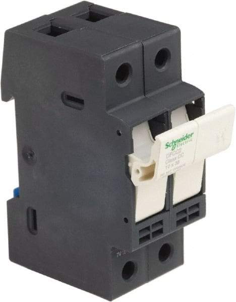 Schneider Electric - 2 Pole, 600 Volt, 30 Amp, DIN Rail Mount Fuse Holder - Compatible with CC Class, 35mm Wide Fuse - Benchmark Tooling