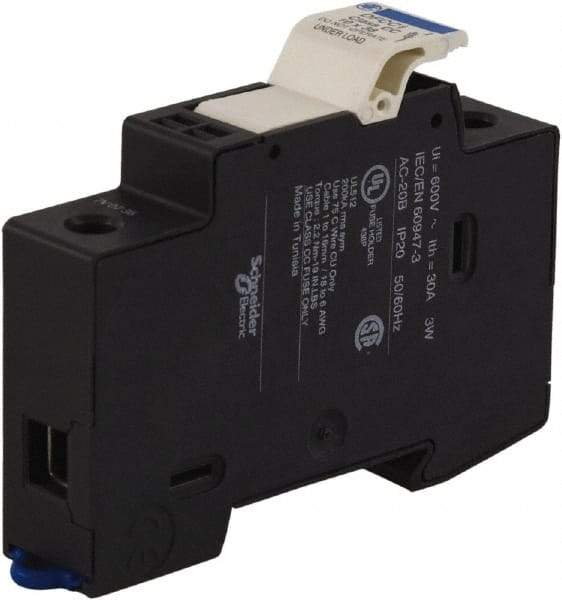 Schneider Electric - 1 Pole, 600 Volt, 30 Amp, DIN Rail Mount Fuse Holder - Compatible with CC Class, 17mm Wide Fuse - Benchmark Tooling