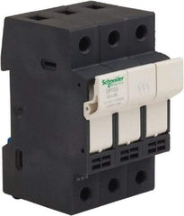 Schneider Electric - 3 Pole, 600 Volt, 32 Amp, DIN Rail Mount Fuse Holder - Compatible with 38mm Long x 52mm Wide and 10mm Diameter Fuse - Benchmark Tooling