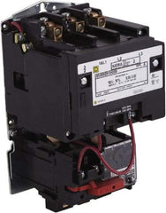 Square D - 208 Coil VAC at 60 Hz, 600 Coil VAC, 27 Amp, NEMA Size 1, Open Enclosure NEMA Motor Starter - 1 Phase hp: 7 1/2 at 200 Volt, 7 1/2 at 230 Volt, 3 Phase hp: 10 at 460 Volt, 10 at 575 Volt - Benchmark Tooling