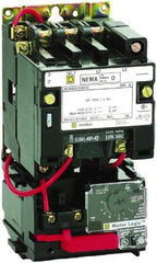 Square D - 110 Coil VAC at 50 Hz, 120 Coil VAC at 60 Hz, 18 Amp, Nonreversible Open Enclosure NEMA Motor Starter - 3 Phase hp: 3 at 200 VAC, 3 at 230 VAC, 5 at 460 VAC, 5 at 575 VAC - Benchmark Tooling