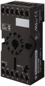 Schneider Electric - 250 Volt, 10 Amp, Cylindrical Relay Socket - DIN Rail Mount, Panel Mount, IP20, Box Lug Mixed Terminal - Benchmark Tooling